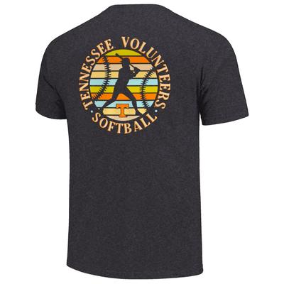 Tennessee Softball Rainbow Stripes Short Sleeve Soft Wash Tee