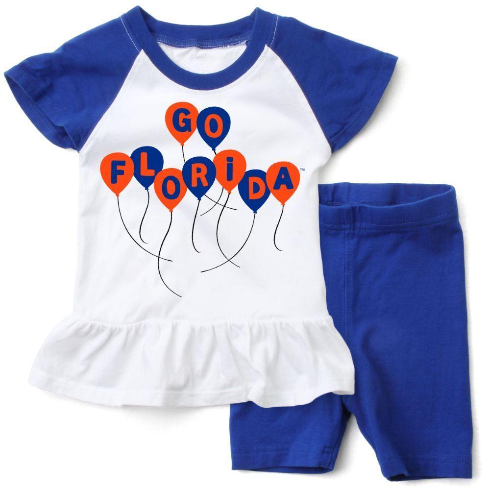  Florida Wes And Willy Toddler Ruffle Top With Balloons And Short Set