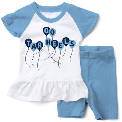 UNC Wes and Willy Infant Ruffle Top with Balloons and Short Set