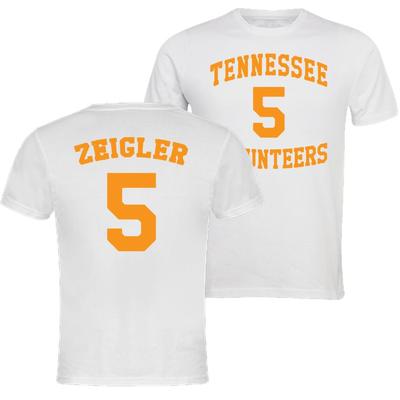 Tennessee Basketball Zakai Zeigler YOUTH Shirsey Tee WHITE