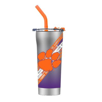 Clemson Stripe Straw Tumbler