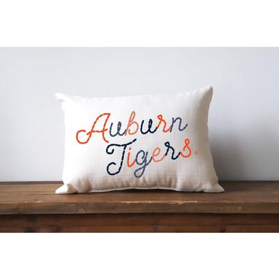 Auburn Tigers Stitch Script Pillow