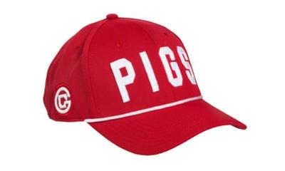 Pigs Men's Red Snapback with White Rope Adjustable Hat