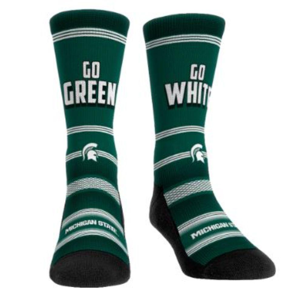  Michigan State Go Green Go White Crew Sock