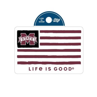 Mississippi State Blue 84 Life is Good Striped Flag Decal