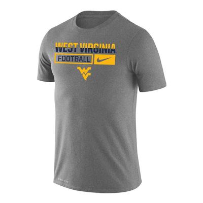 West Virginia Nike Drifit Legend Split Color Football Short Sleeve Tee