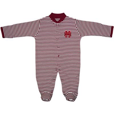 Mississippi State Infant Interlock MS Striped Footed Romper