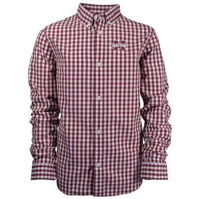 Mississippi State Garb YOUTH Gingham Lucas Button Down
