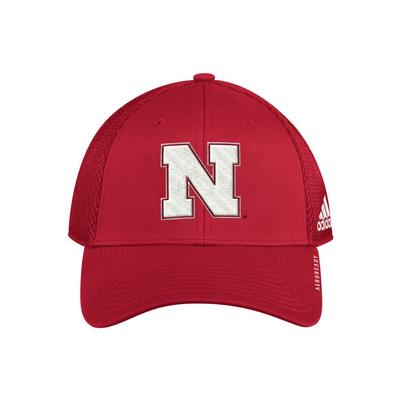 Nebraska Adidas Coach Mesh Structure Adjustable Hat