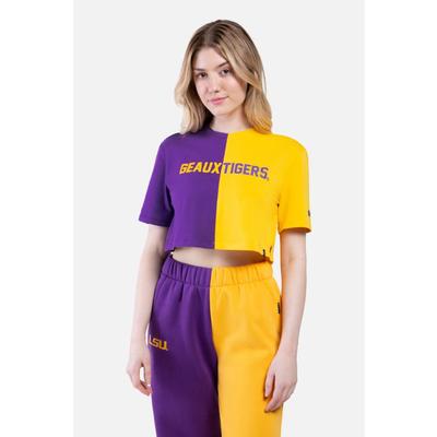 LSU Hype and Vice Brandy Color Block Cropped Tee