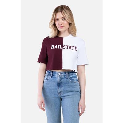 Mississippi State Hype and Vice Brandy Color Block Cropped Tee