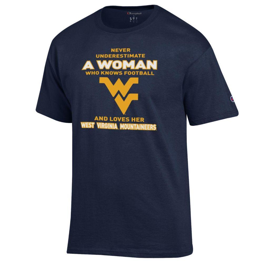  West Virginia Champion Women's Knows And Loves Football Tee