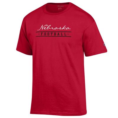 Nebraska Champion Women's Script Bar Football Tee