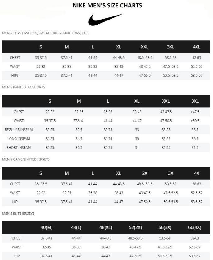 nike game jersey sizing