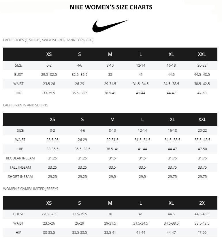 Nike Womens Top Size Chart
